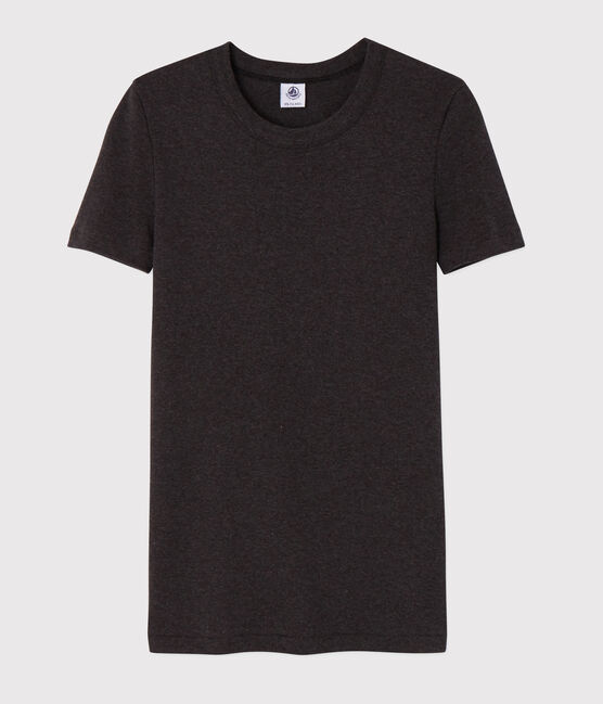 Klassisches Damen-T-Shirt aus Baumwolle mit Rundhalsausschnitt grau CITY CHINE