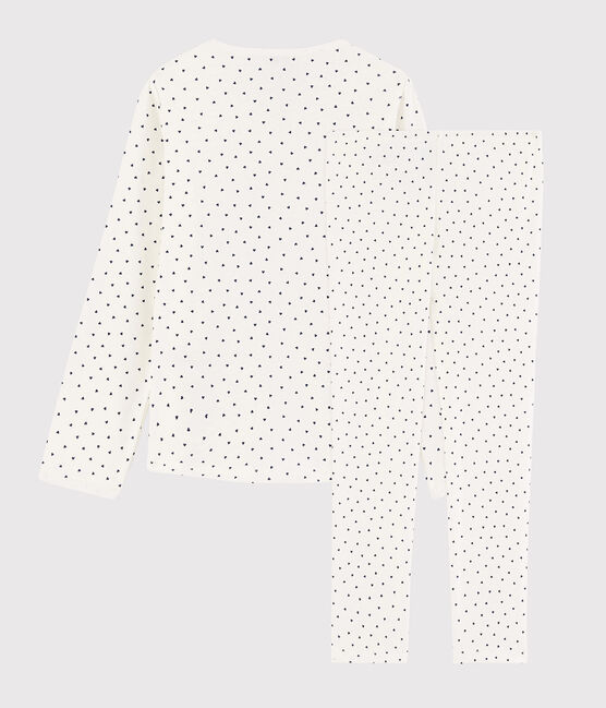 Kinderpyjama aus Baumwolle mit kleinen Herzen für Mädchen weiss MARSHMALLOW/blau MEDIEVAL