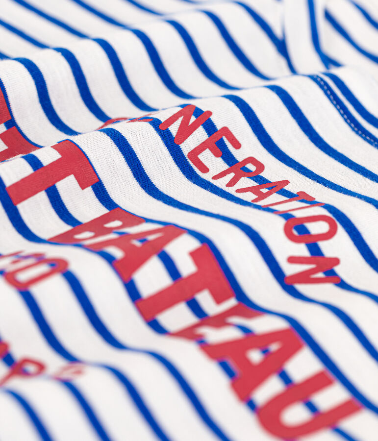 T-Shirt LE DROIT aus Baumwolle mit Rundhalsausschnitt weiss MARSHMALLOW/blau PERSE