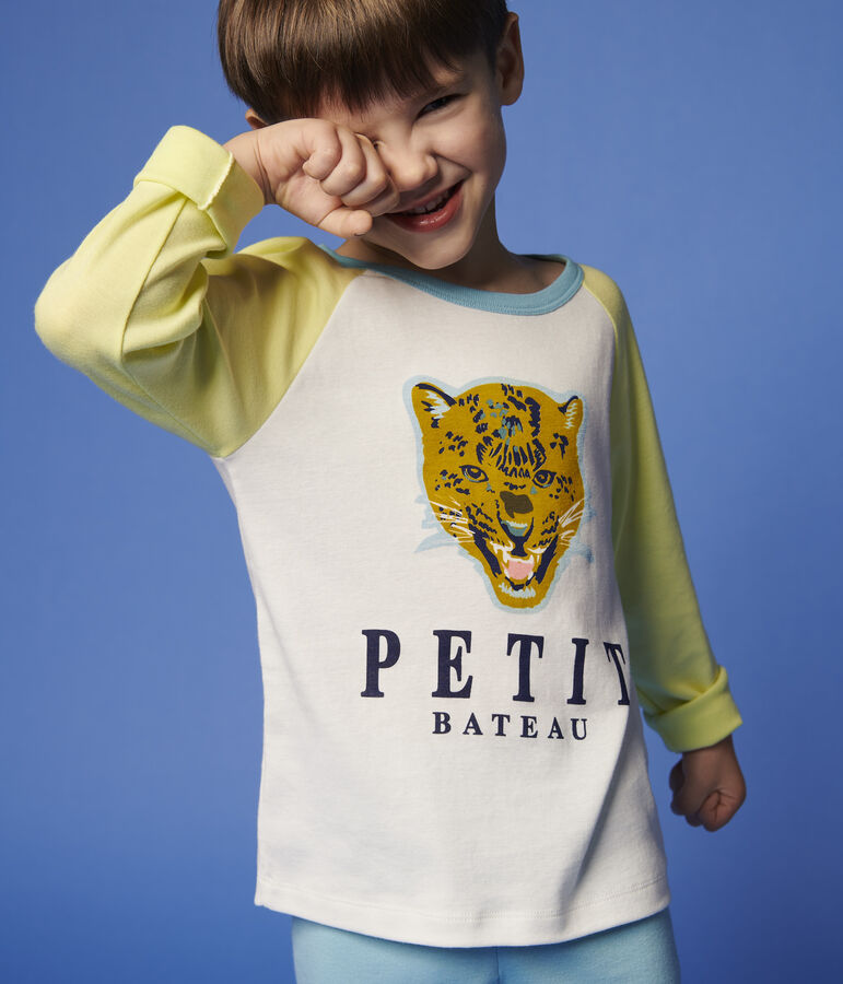 Kinderpyjama aus Baumwolle mit Leopardenmotiv f&uuml;r Jungen gelb/vielfarbig