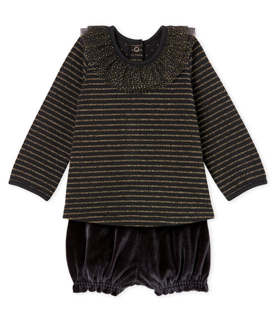 2-teiliges Baby-Ensemble für Mädchen schwarz NOIR/weiss MULTICO