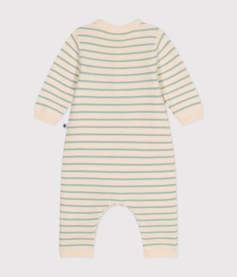 Langer Baby-Overall aus Strick naturfarben/gr&uuml;n