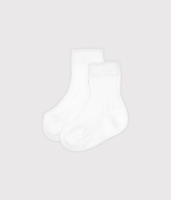 Einfarbige Socken für Jungen weiss ECUME