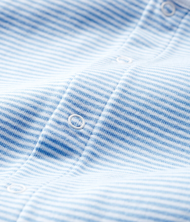 Bodyjama ohne F&uuml;&szlig;e aus Rippstrick f&uuml;r M&auml;dchen blau ACIER/weiss MARSHMALLOW