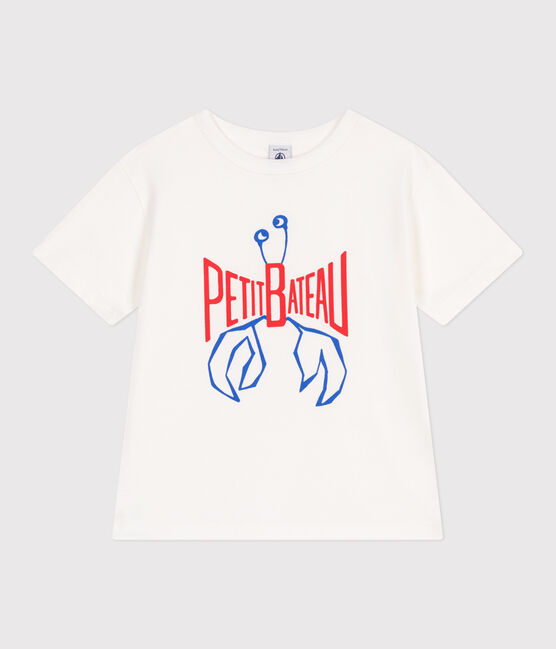 Kurzärmeliges Kinder-T-Shirt aus bedruckter Baumwolle weiss MARSHMALLOW