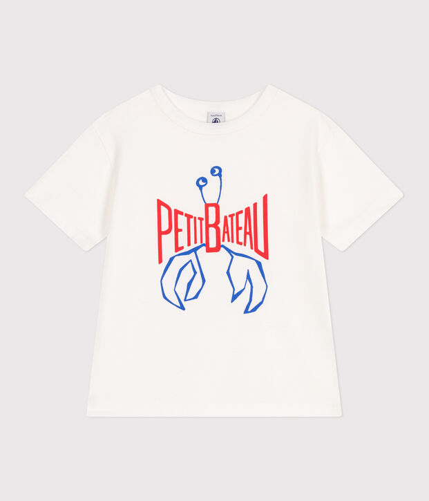 Kurz&auml;rmeliges Kinder-T-Shirt aus bedruckter Baumwolle weiss
