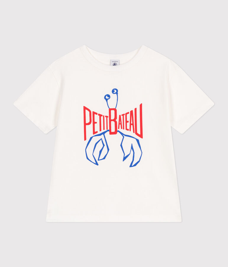 Kurz&auml;rmeliges Kinder-T-Shirt aus bedruckter Baumwolle weiss