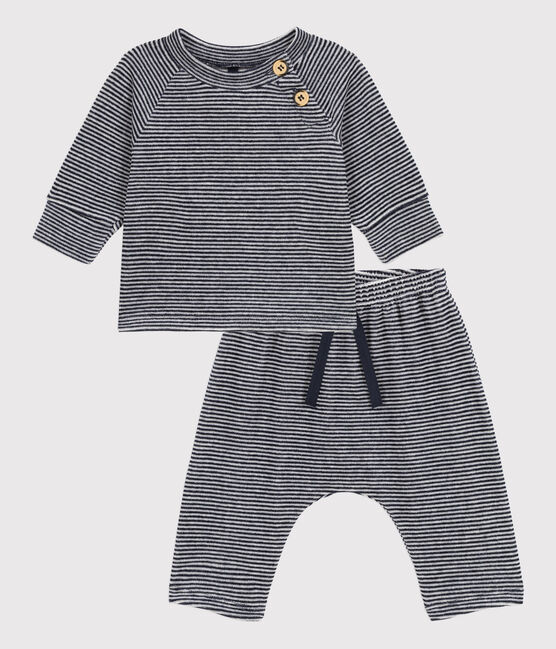 Zweiteiliges Baby-Set aus Nicki blau SMOKING/weiss MARSHMALLOW