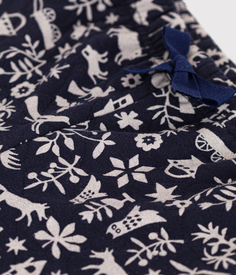 Baby-Hose aus bedrucktem gestepptem Doppeljersey blau/naturfarben