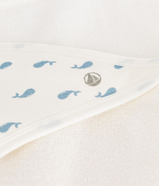 Viereckiges Baby-Badetuch aus Baumwolle MARSHMALLOW/ ADRIATIC