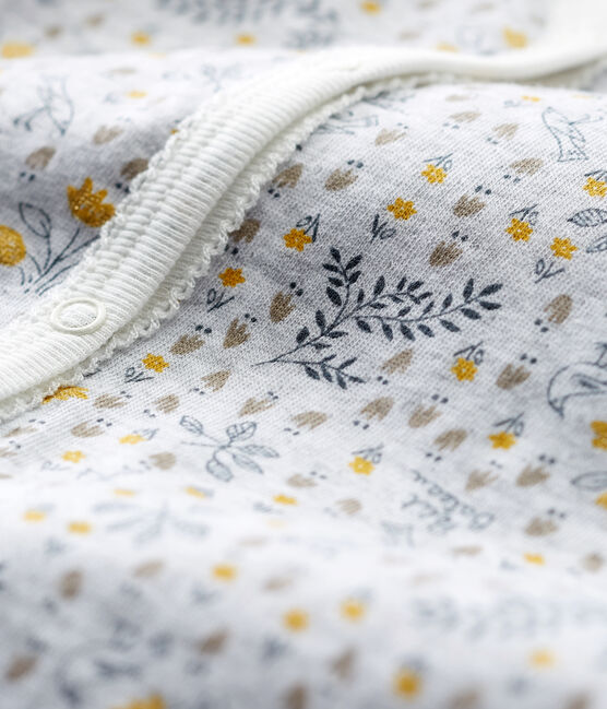 Baby Mädchen Strampler ohne Fuß in Rippstrick grau POUSSIERE/weiss MULTICO