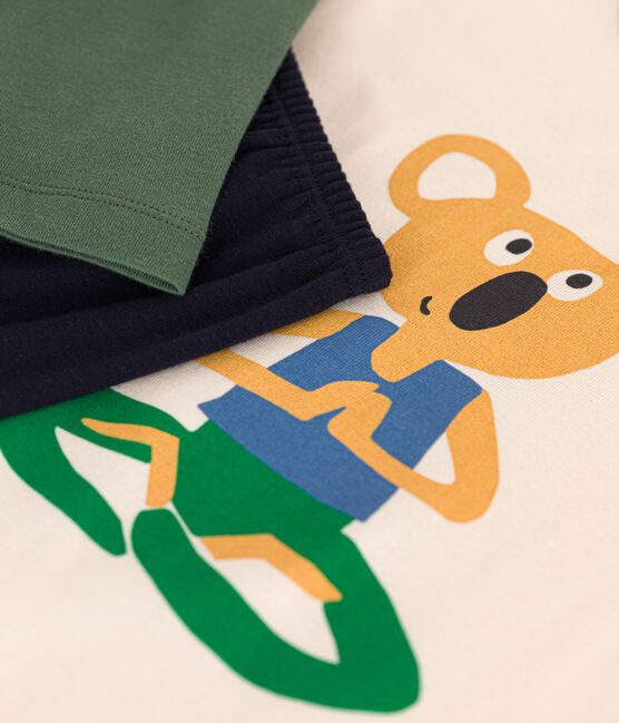 Unifarbener Kinderpyjama aus Baumwolle blau SMOKING/weiss MULTICO