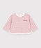 Lang&auml;rmeliges Baby T-Shirt aus Baumwolle mit Streifen. rosa/naturfarben