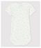 Kurzärmeliger Baby-Body mit Babyfüßchen-Motiv weiss MARSHMALLOW/weiss MISTIGRI
