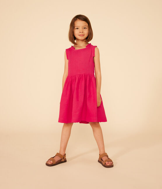 Ärmelloses Kinder-Kleid aus Leinen für Mädchen rosa DELHI