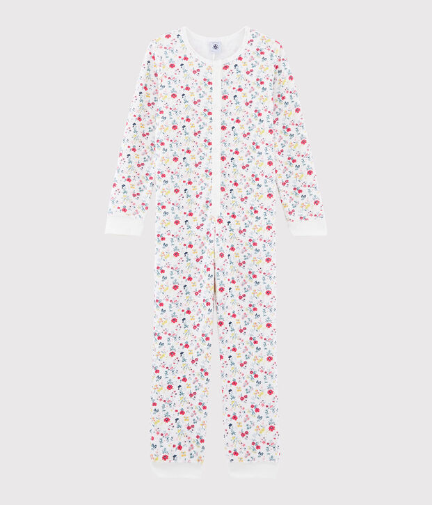 Overall mit Blumenmuster aus Frottee f&uuml;r M&auml;dchen weiss/vielfarbig