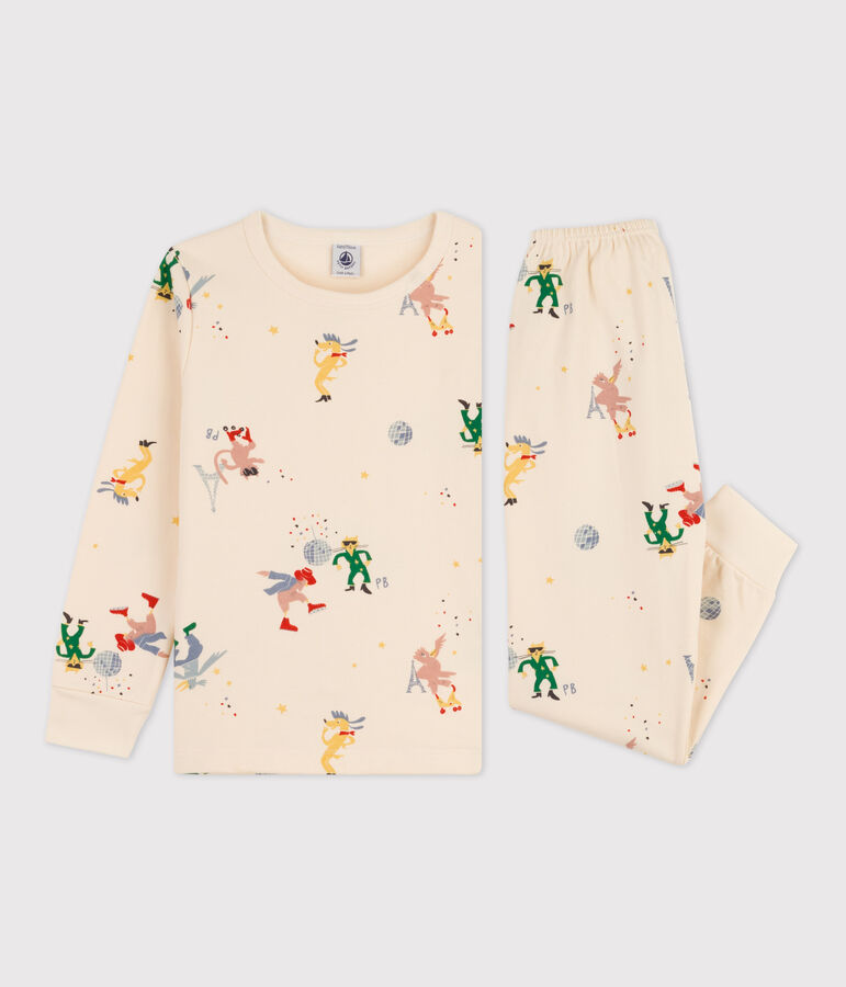 Phosphoreszierender Kinderpyjama aus Molton naturfarben/vielfarbig