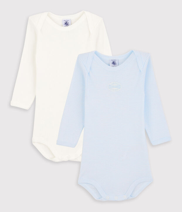 2er-Set lang&auml;rmelige Baby-Bodys aus Bio-Baumwolle mit Ringelstreifen vielfarbig