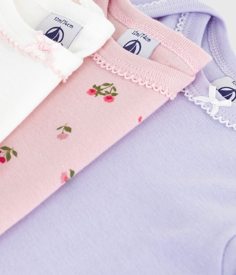 Set lang&auml;rmeliger Baby-Bodys aus Baumwolle mit Blumenmotiv vielfarbig