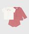 3-teiliges Newborn-Set aus Baumwolle und T-Shirt mit besticktem Kragen rosa ROSEWOOD/ MULTICO