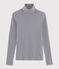Rollkragenshirt aus gestreifter Baumwolle für Damen blau SMOKING/weiss MARSHMALLOW