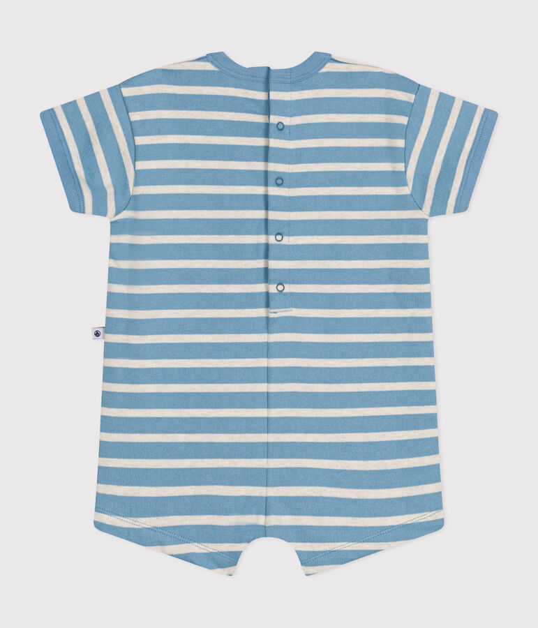 Baby-Kurzoverall aus dichtem Jersey im Streifenlook blau/beige