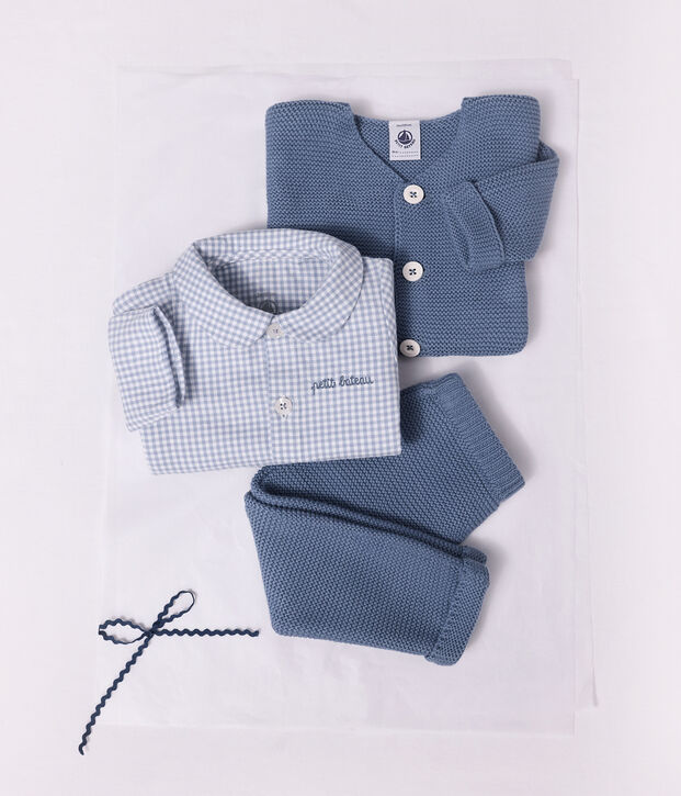 Baby-Set aus Baumwolle mit Bruststickerei und Vichy-Muster vielfarbig