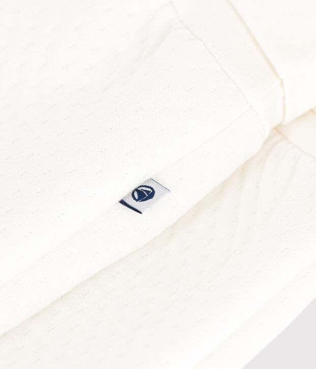 Baby-Hose mit F&uuml;&szlig;chen aus gestepptem Doppeljersey weiss