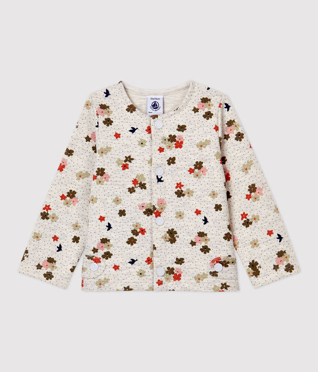 Baby-Cardigan aus Baumwolle. beige/vielfarbig