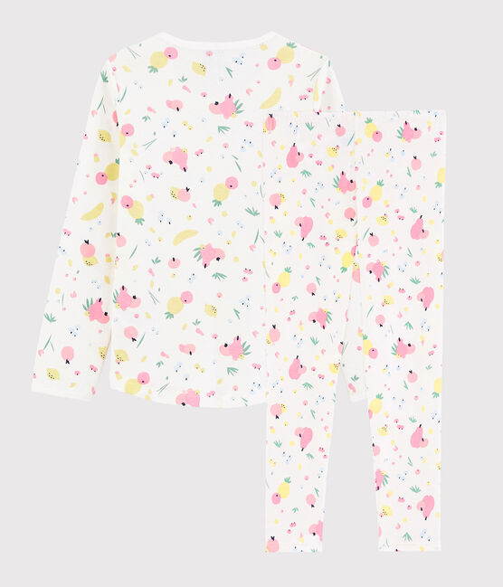 Kinderpyjama aus Bio-Baumwolle mit Obstmuster für Mädchen weiss MARSHMALLOW/weiss MULTICO