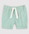 Gestreifte Baby-Shorts aus Sergestoff Jungen weiss MARSHMALLOW/grün GAZON