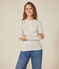 Langärmeliges Damen-T-Shirt mit Kragen mit Knopfleiste im einfarbigen Nadelzug-Strick beige MONTELIMAR CHINE