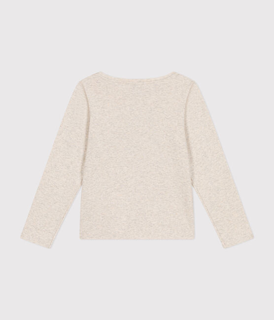 Langärmeliges Kinder-T-Shirt aus Rippstrick für Mädchen beige MONTELIMAR CHINE