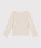 Langärmeliges Kinder-T-Shirt aus Rippstrick für Mädchen beige MONTELIMAR CHINE