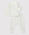 Zweiteiliges Baby-Set aus gestreiftem Bio-Doppeljersey weiss MARSHMALLOW/ HERBIER