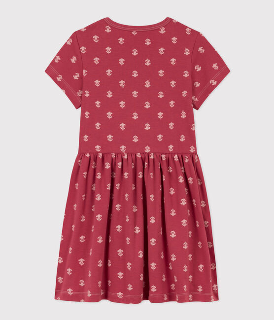 Gemustertes Kinderkleid aus Baumwolle für Mädchen rosa PAPI/beige AVALANCHE