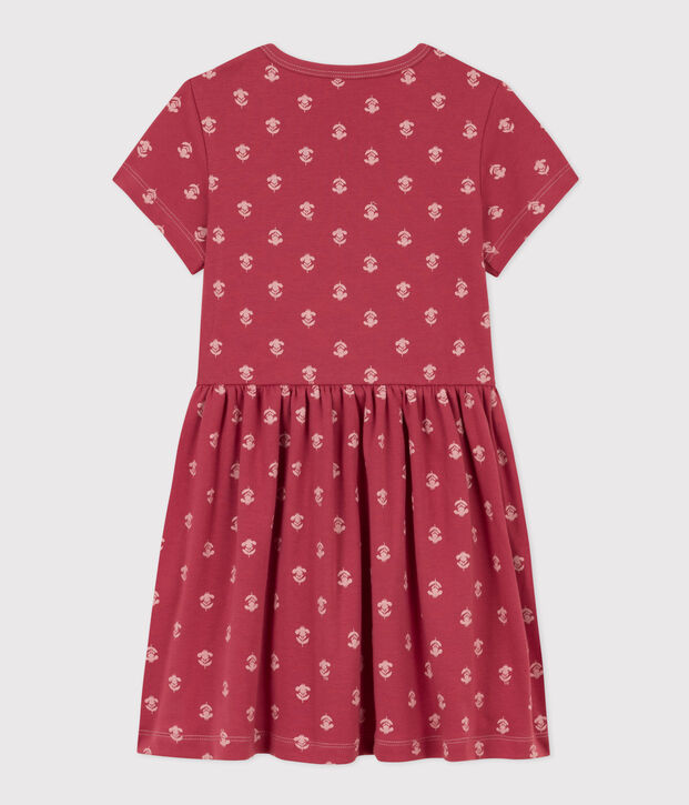 Gemustertes Kinderkleid aus Baumwolle f&uuml;r M&auml;dchen rosa/naturfarben