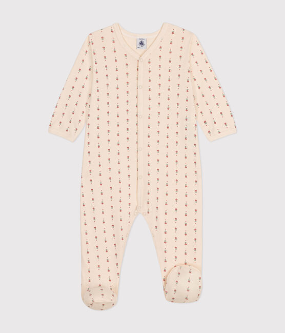 Baby-Pyjama mit Blumenmuster aus Baumwolle weiss AVALANCHE/ MULTICO