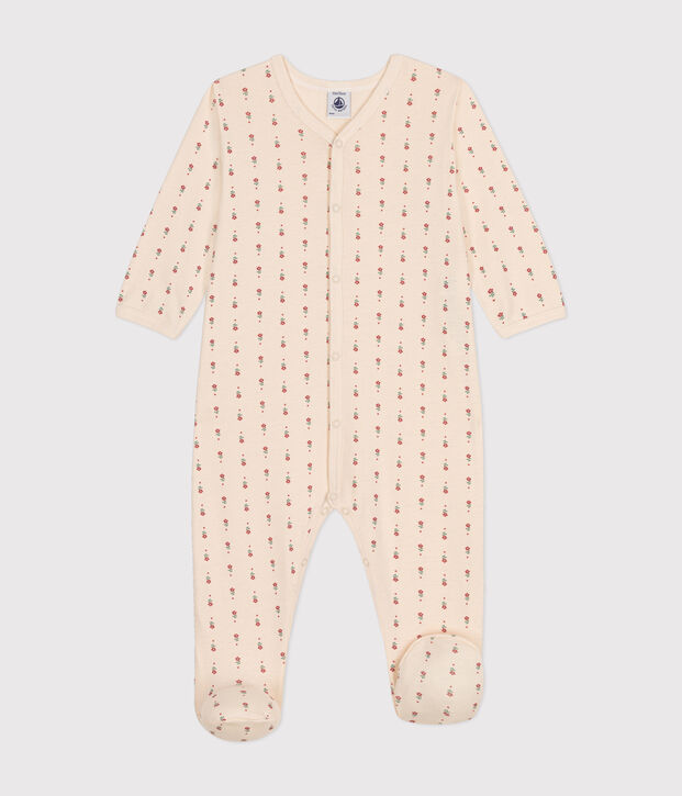 Baby-Pyjama mit Blumenmuster aus Baumwolle naturfarben/vielfarbig