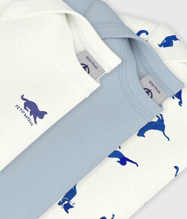 Set kurz&auml;rmelige Baby-Bodys aus Baumwolle mit Katzenmotiv vielfarbig