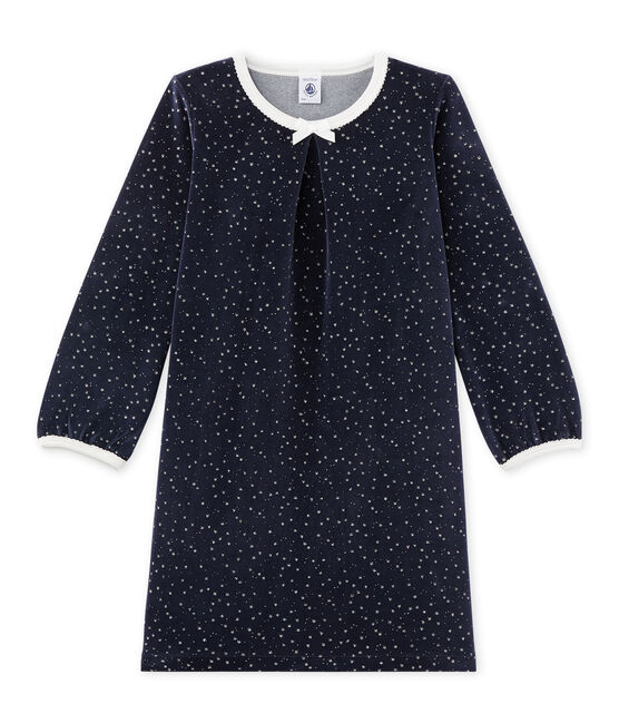 Chemise de nuit fille en bouclette velours blau SMOKING/grau ARGENT