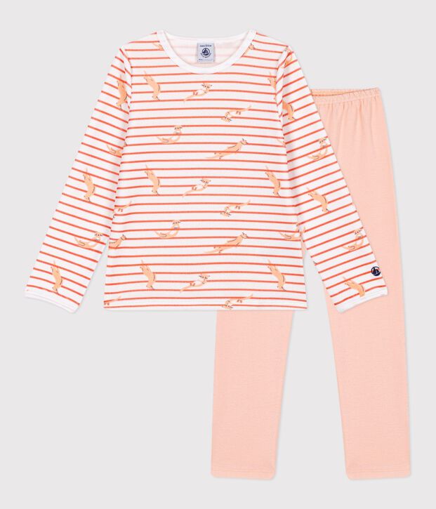 Pyjama  en velours weiss/rosa/vielfarbig