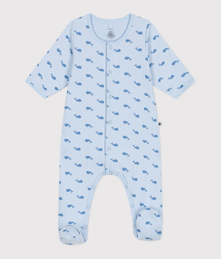 Baby-Bodyjama aus Doppeljersey mit Walen blau/blau