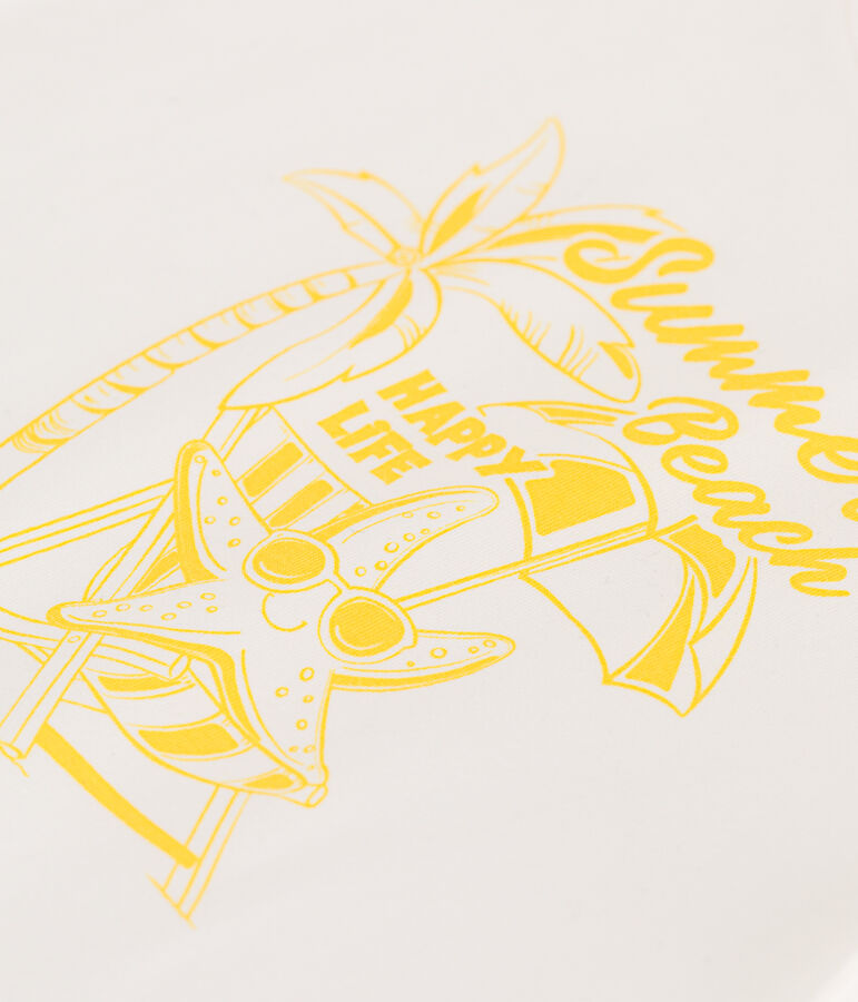 Kurz&auml;rmeliges Kinder-T-Shirt aus bedruckter Baumwolle weiss/gelb