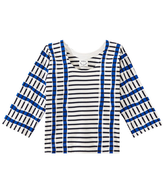 Streifenshirt im kimono-design weiss MARSHMALLOW/blau SMOKING