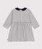 Langärmeliges Babykleid aus gestreiftem Doppeljersey weiss MARSHMALLOW/blau SMOKING