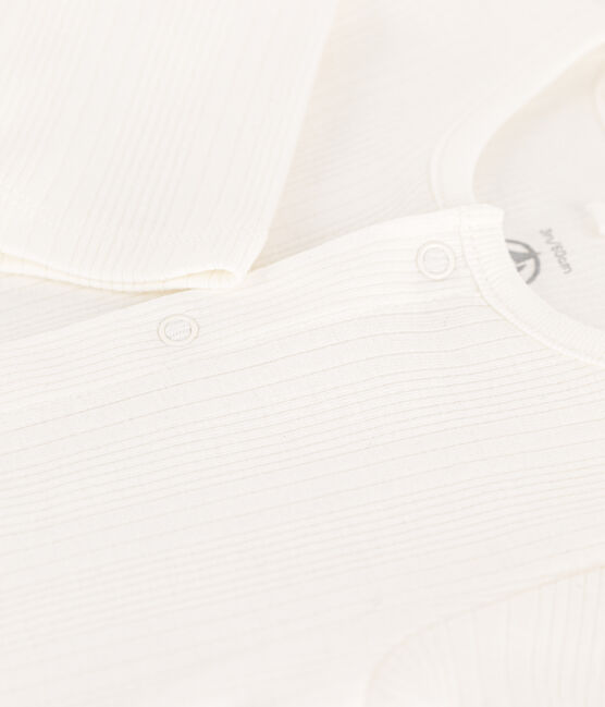 Strampler in Interlock-Rippenoptik aus Baumwolle weiss MARSHMALLOW