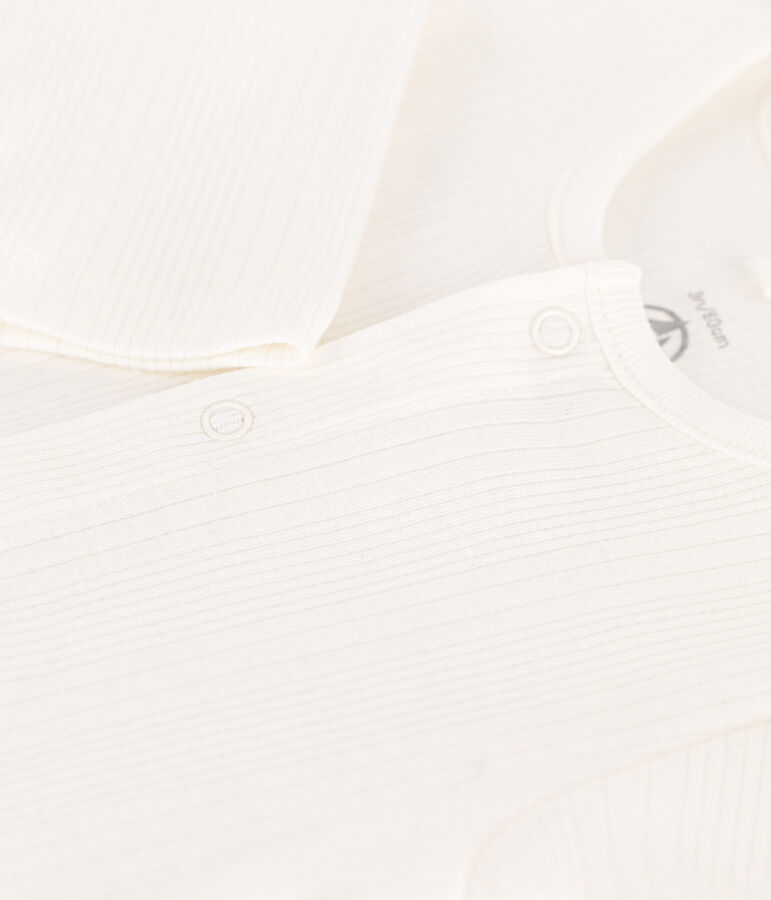 Strampler in Interlock-Rippenoptik aus Baumwolle weiss MARSHMALLOW