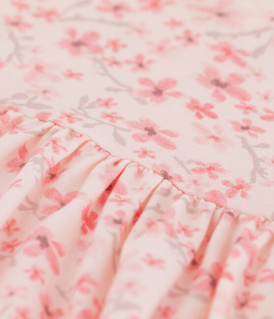 Kinder-Festtagskleid aus Jersey-Pikee für Mädchen rosa FLEUR/weiss MULTICO