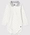 Langärmliger Baby-Body mit Polokragen weiss MARSHMALLOW/grau GRIS